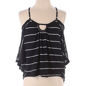 Woodleigh stripe cut out lace insert short sleeve top